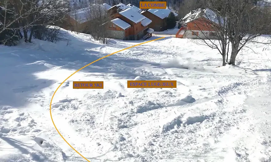 The unpisted ski access for Chalet La Combe in Meribel