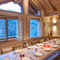 Dining area in Chalet Eleanor with beautiful views