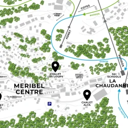 The location of Chalet La Petite Pia in Meribel