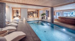 The Pool and Spa area in Chalet Harmony Meribel