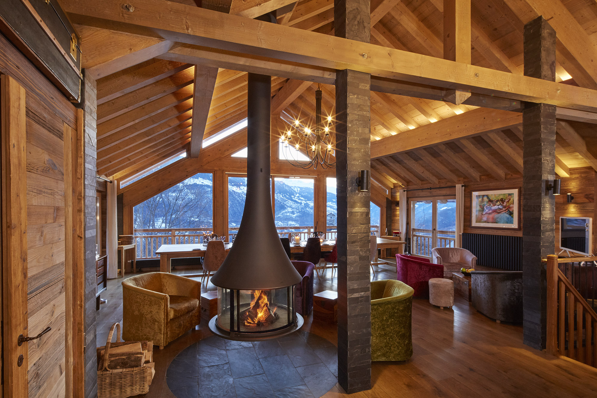 Chalet Iona Living Room with Open Fire