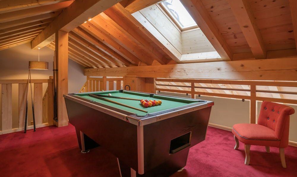The Billieard Room in Chalet Bellacima Lodge, Meribel