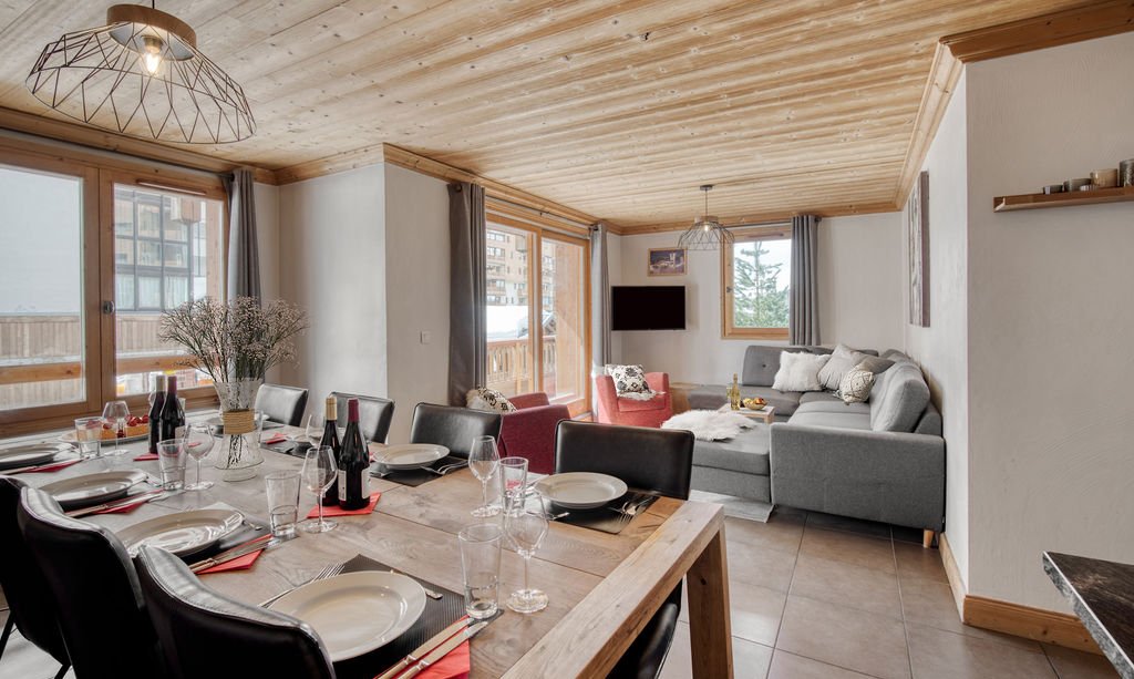 The Dining and Living area in Catered Chalet Sabot Val in Thorens