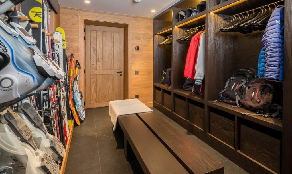 The Ski room in Chalet Le Grenier Meribel Centre