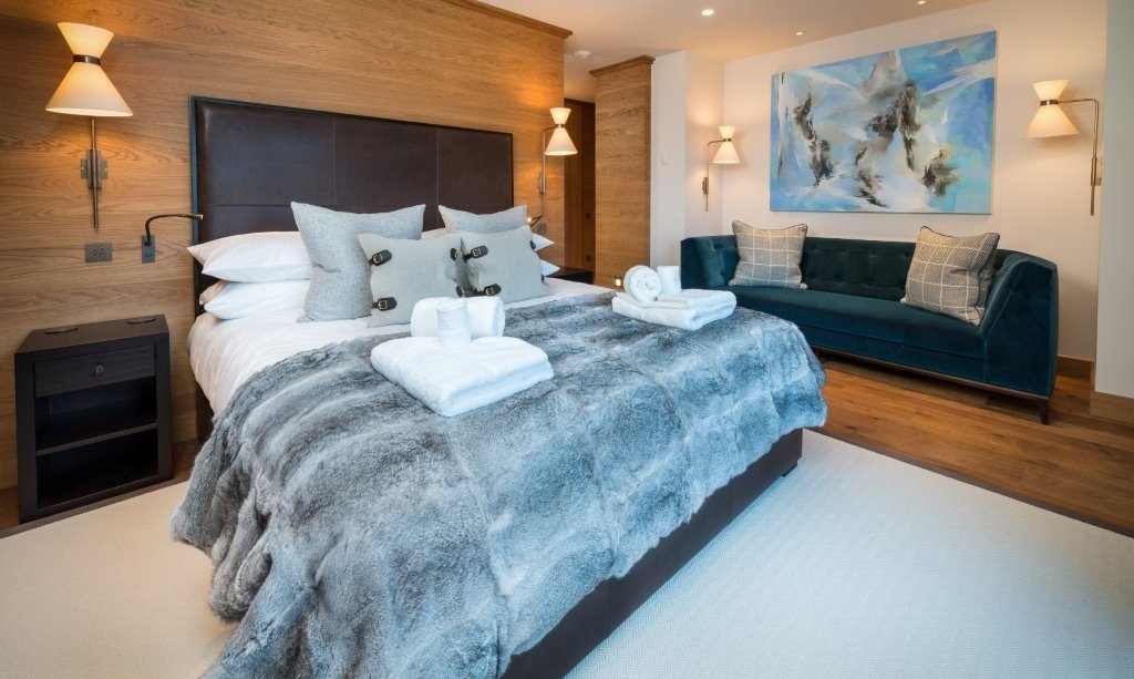 One of the beautiful bedrooms in Chalet Le Grenier Meribel Centre
