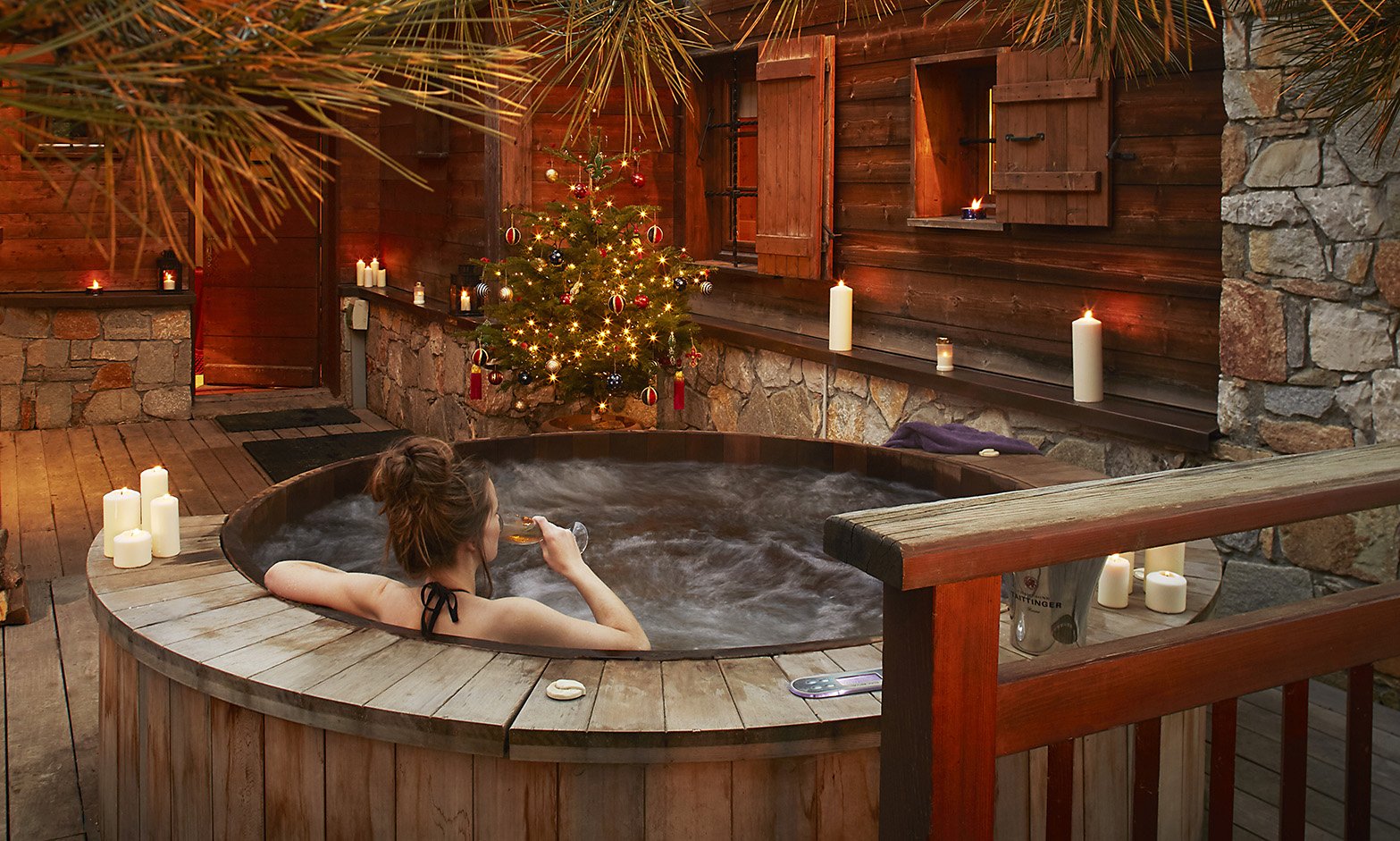 The outdoor Hot Tub at Chalet La Varappe in Meribel