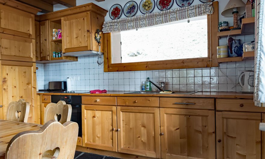 The Kitchen area in Chalet Blanche Neige in Meribel Centre