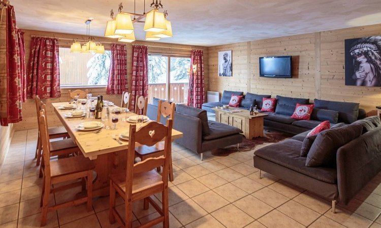 The Living and Dining area in Chalet Natalette II, Meribel Mottaret