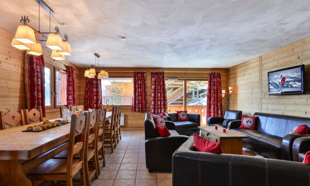 The Spacious Living and Dining area in Chalet Natalette II in Meribel Mottaret