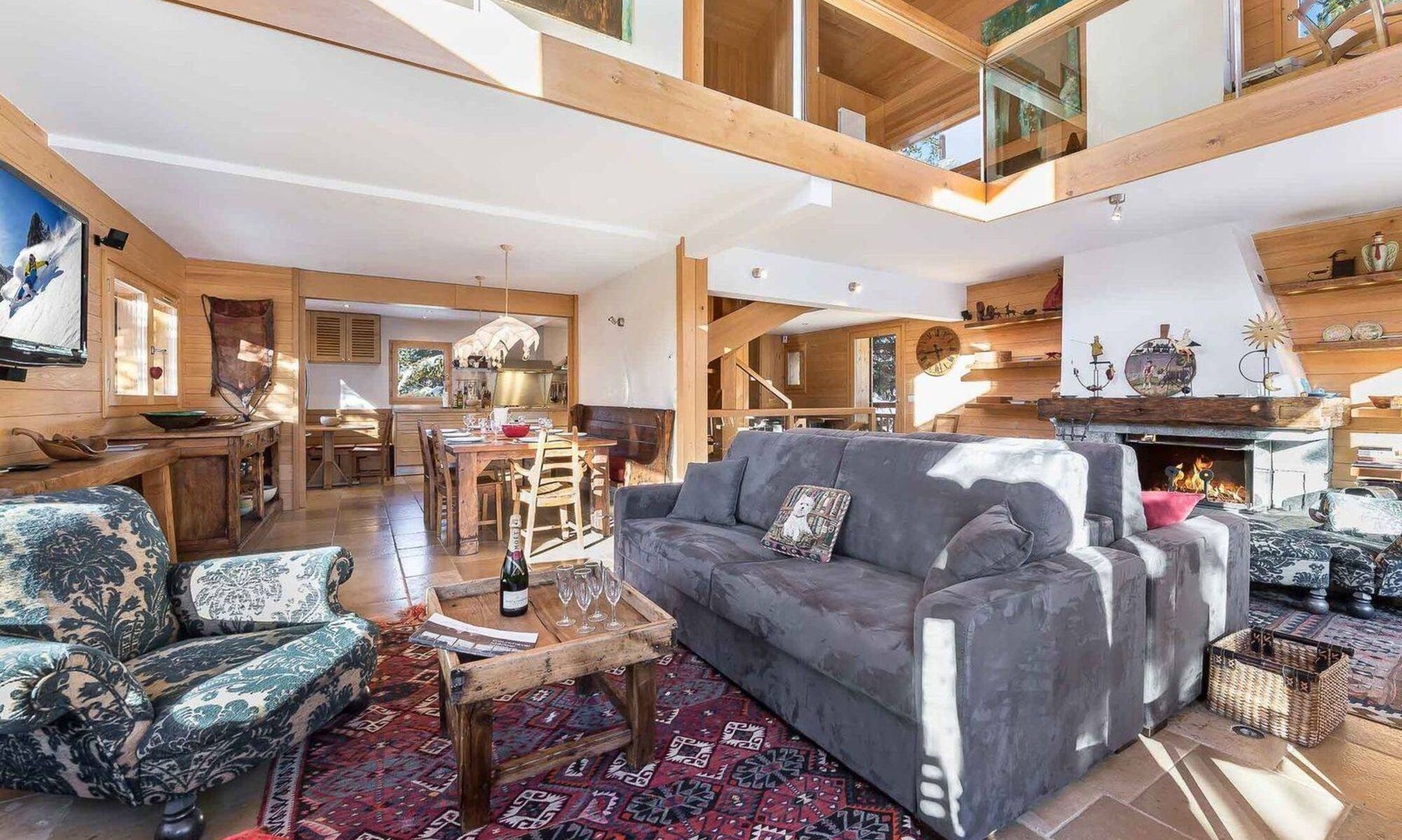 The Living and dining areas in Chalet Eric Meribel Centre