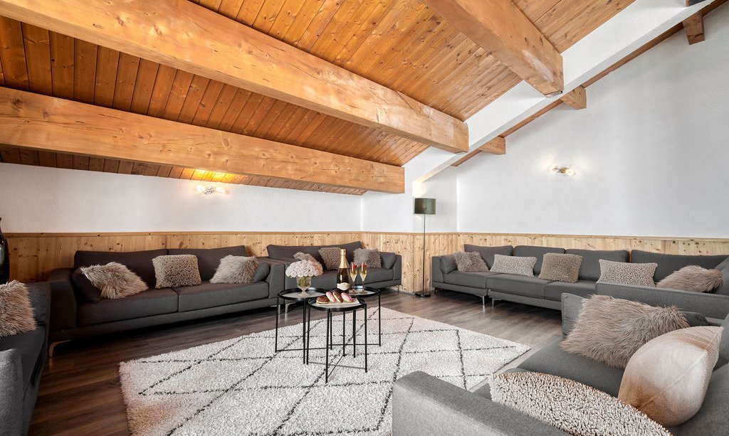 The Living area in Catered Chalet Bonhomme Val Thorens