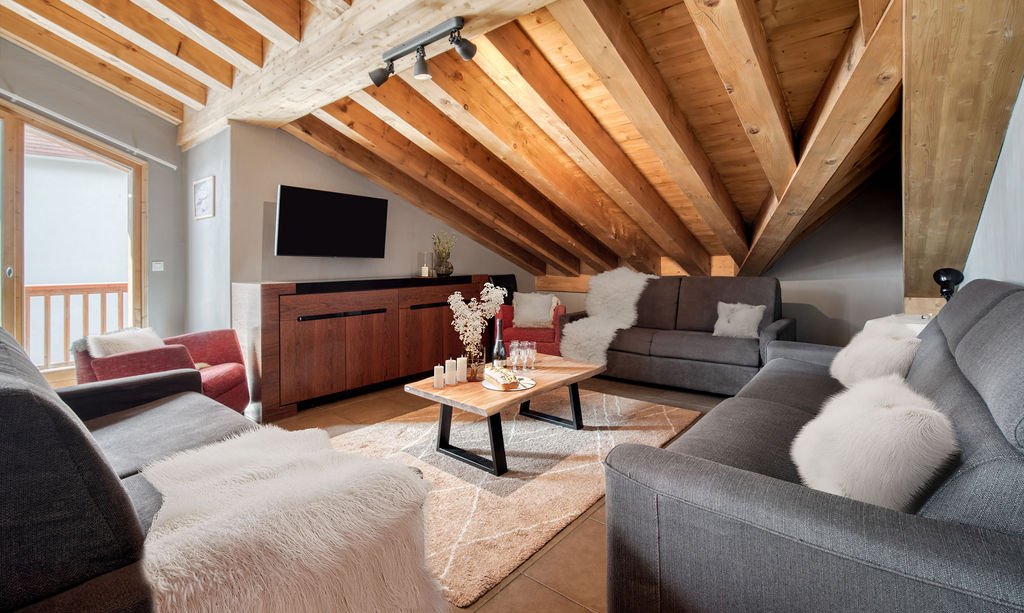 The Living area in Chalet Sabot Penthouse in Val Thorens