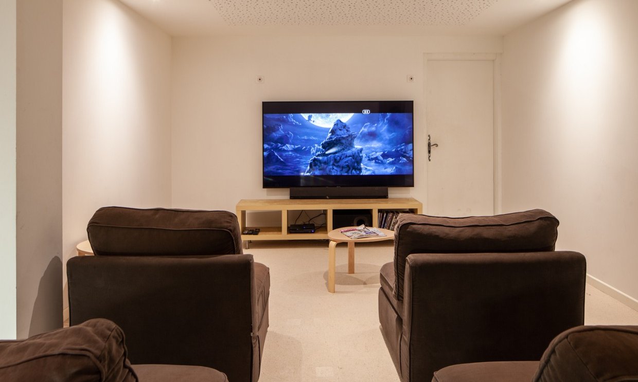 The cinema room in Chalet Virage Meribel