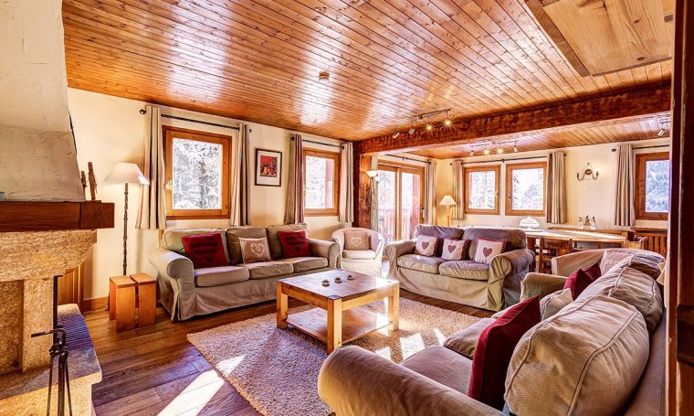 The liviing are with a fireplace in Chalet Veronica Meribel