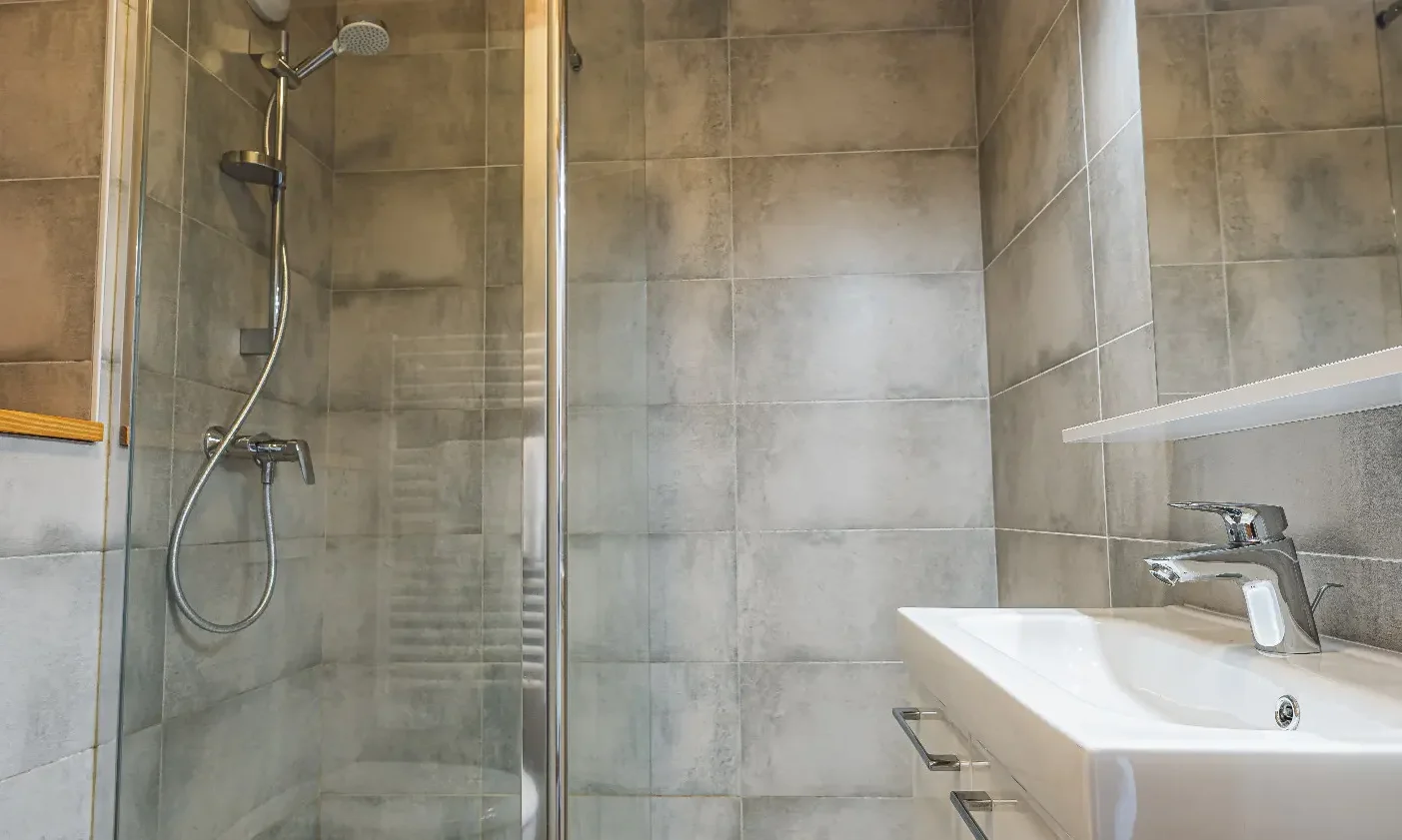 One of the shower rooms in Chalet Virage Meribel Centre