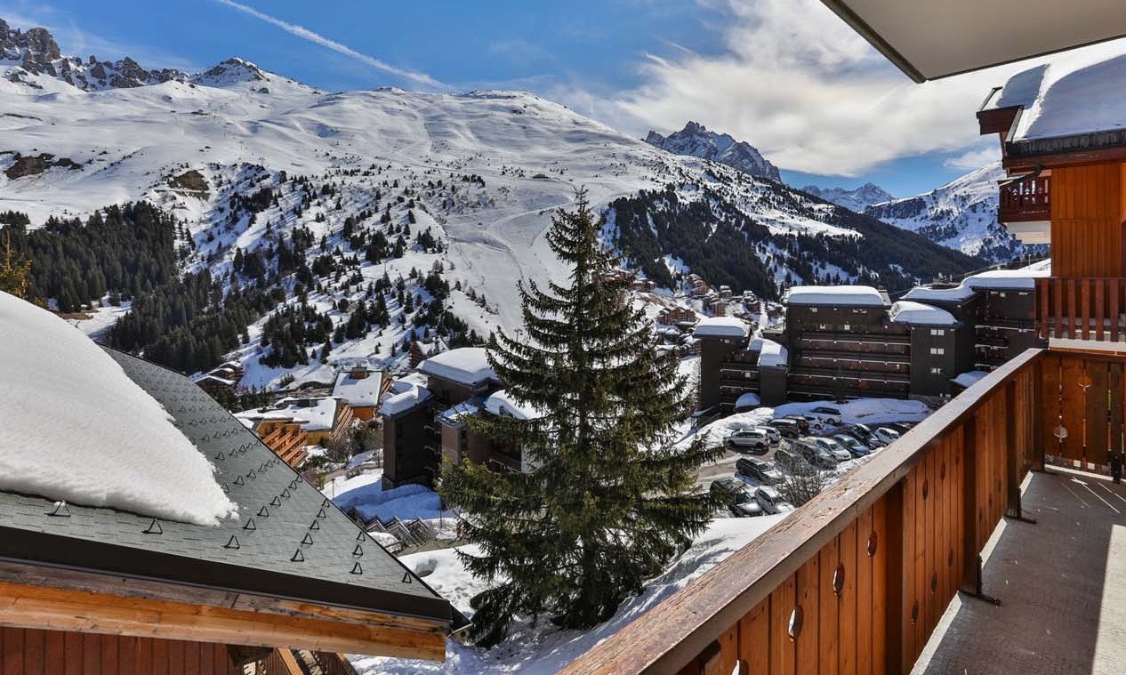 The fantastic view from the balcony from Chalet Natalette 1 in Meribel Mottaret