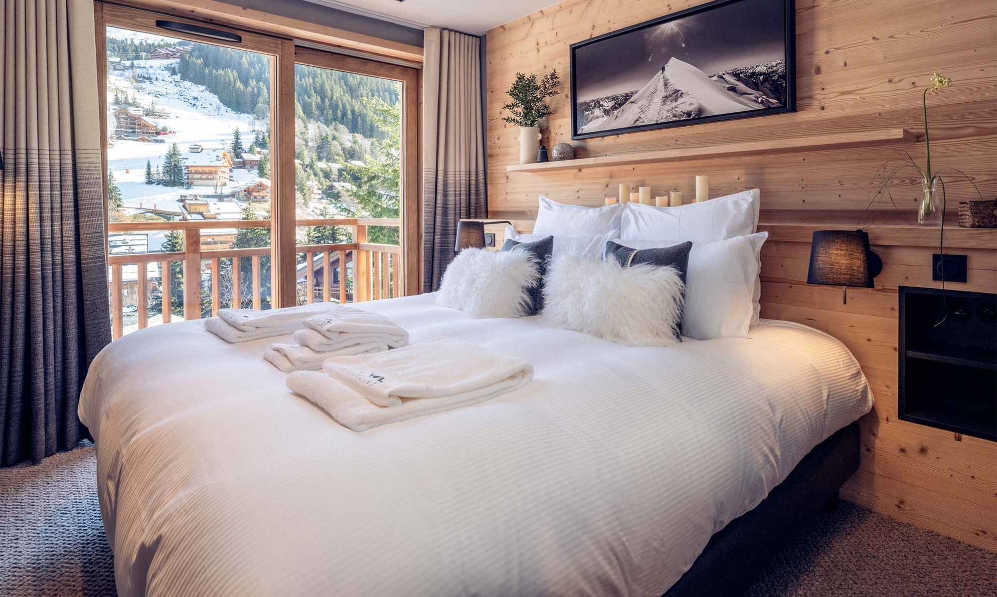 One of the luxury bedrooms in Chalet Harmony Meribel
