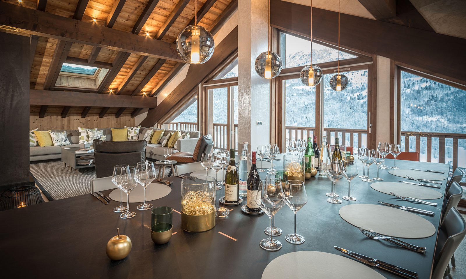 The dining area with beautiful views in Chalet Serendipity Meribel Village