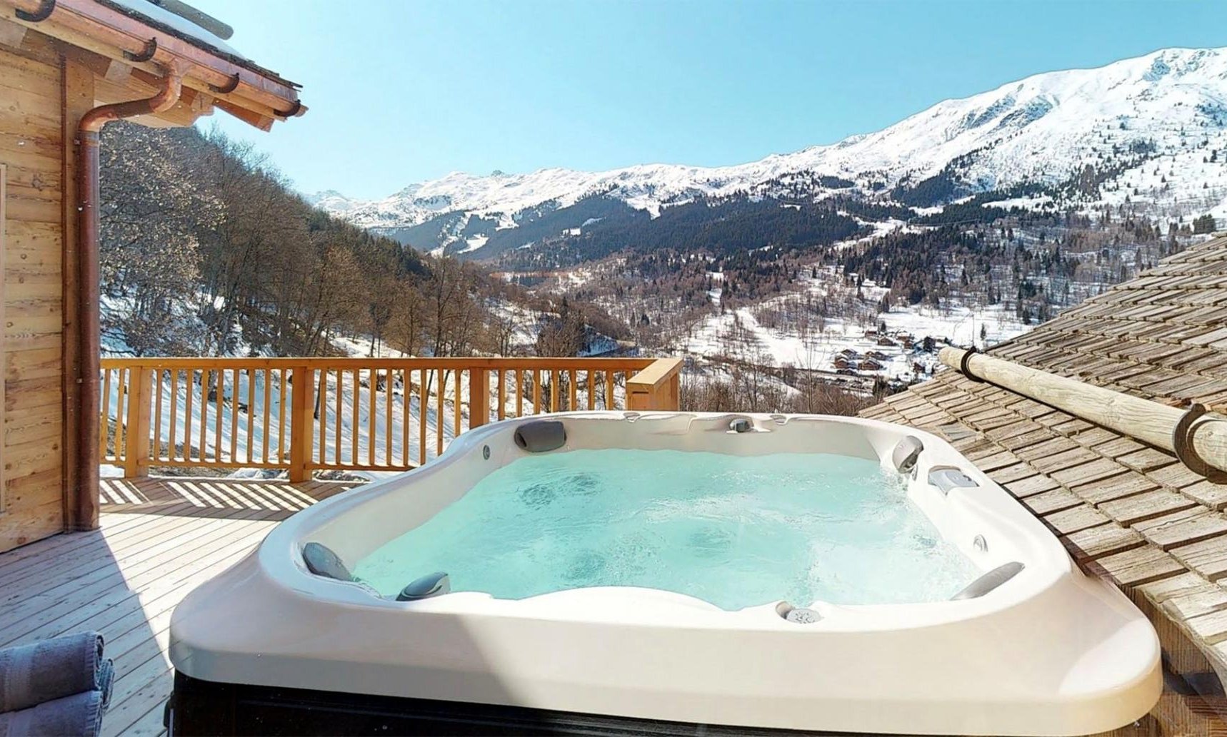 The Hot Tub on the terrace with beautiful views at Chalet Infusion Meribel Village