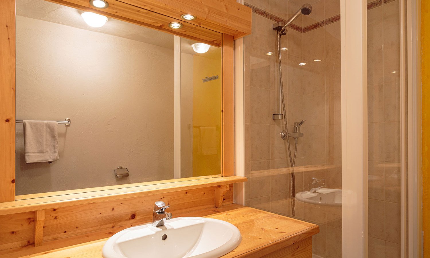 A shower room in Chalet Natalette 1 in Meribel Mottaret