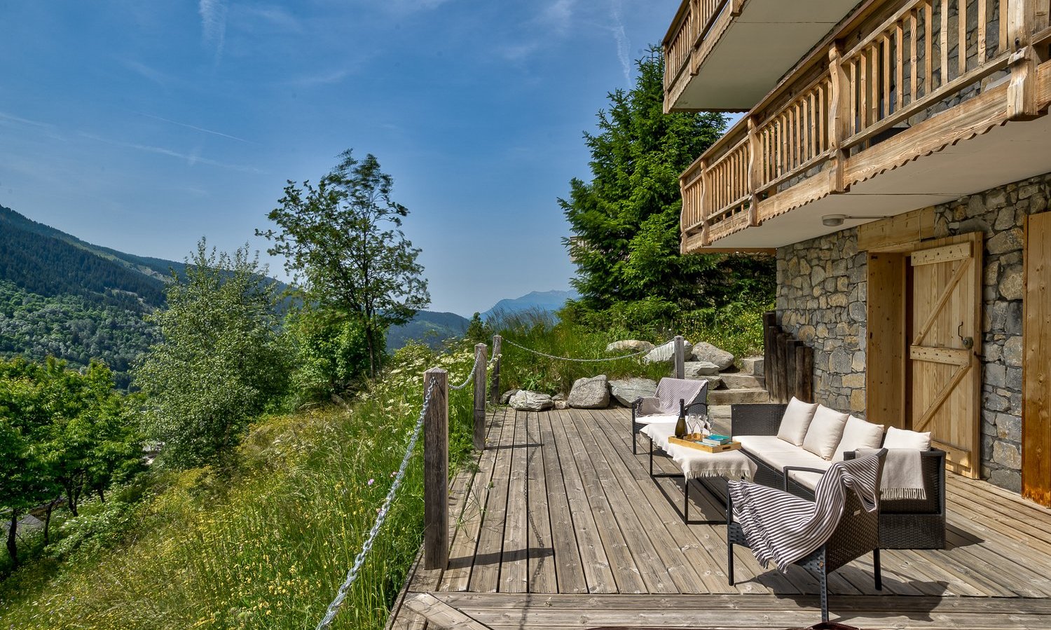 The Terrace at Chalet La Chouette in Meribel