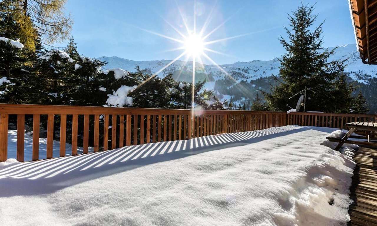 The South and West facing Terrace at Chalet La Renarde in Meribel