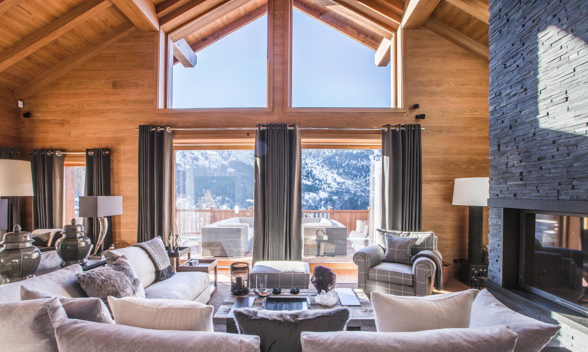 Chalet Le Grenier Living Room with Open Fire