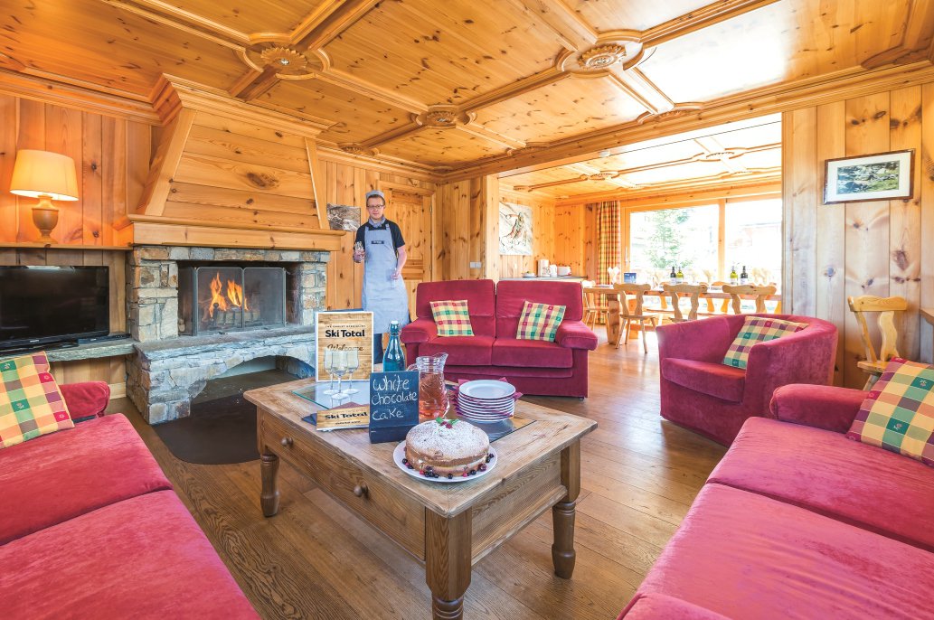 Chalet L'Ancolie Living Room with Open Fire