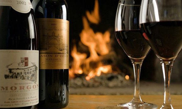 Delicious French Wine and a Roaring Fire