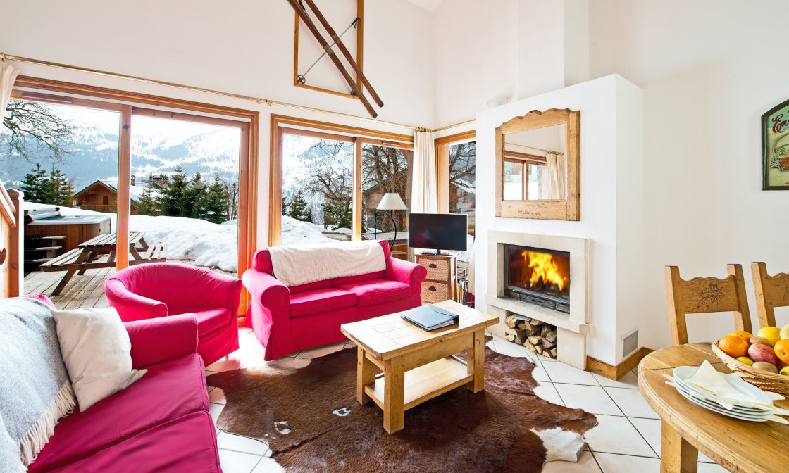 Chalet Braye Living Room with Fire