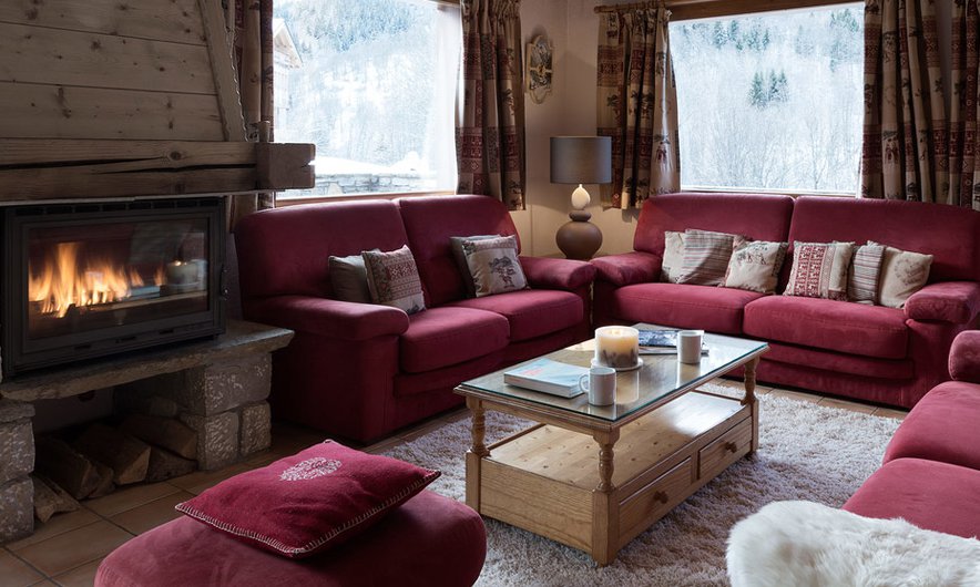 Chalet Brenettes Living Room with Fire