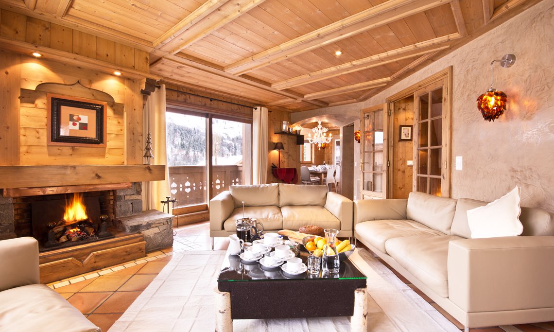 Luxury living area in Chalet Brioche Meribel