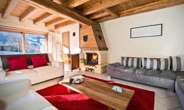 Chalet Edelweiss Lounge with Roaring Fire