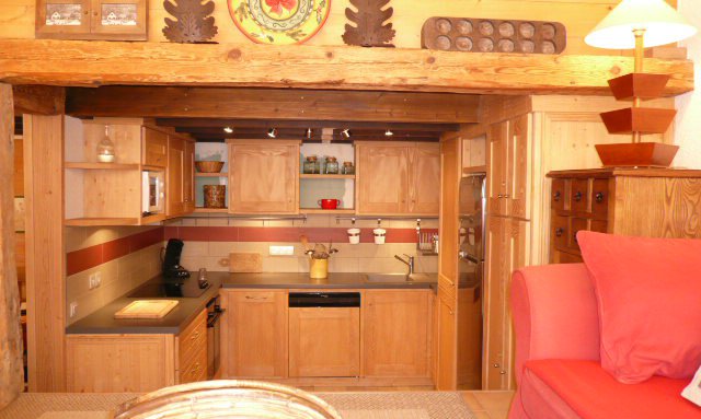 Open plan Kitchen in apartment Petaru Meribel