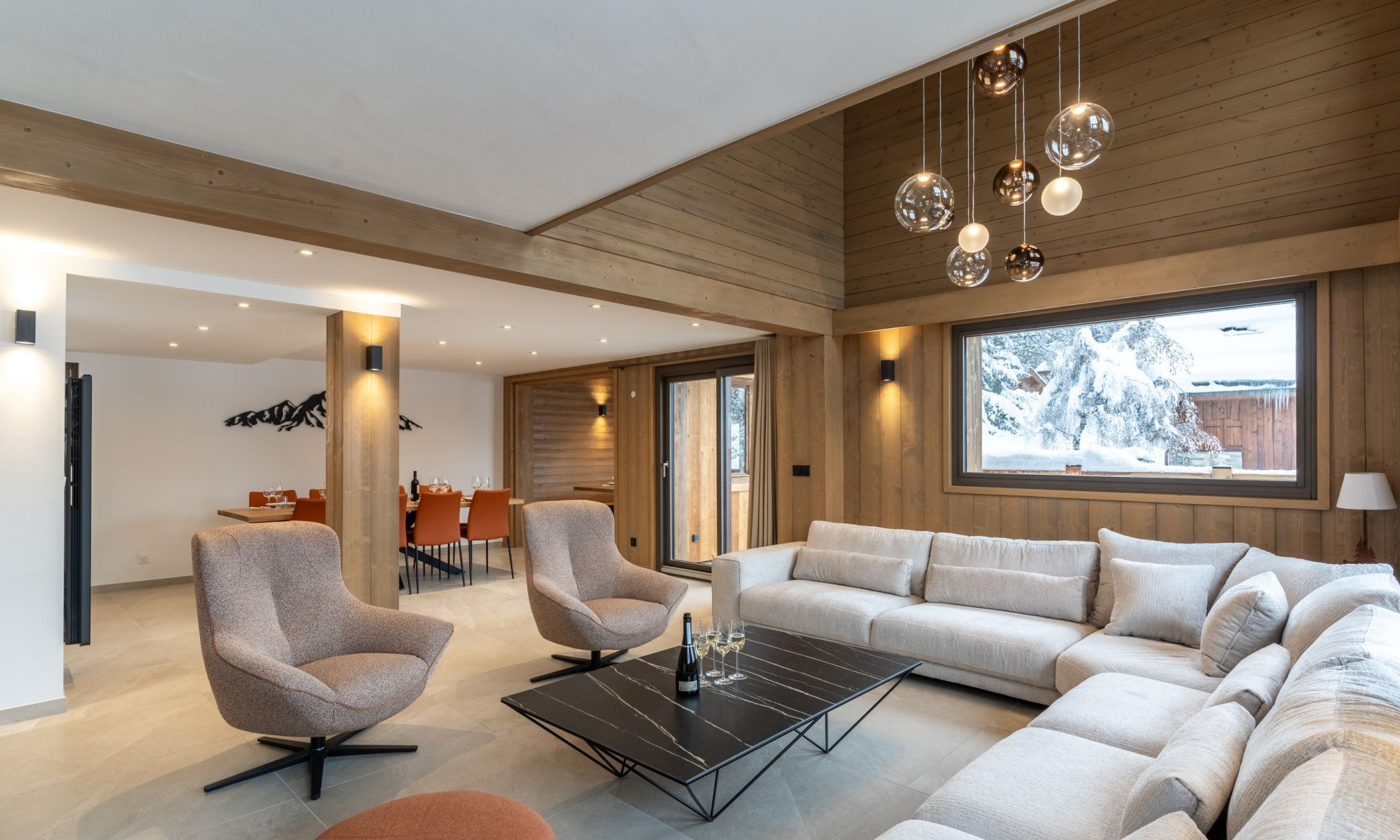 The Spacious Living and dining area in Chalet Evergreen in Meribel