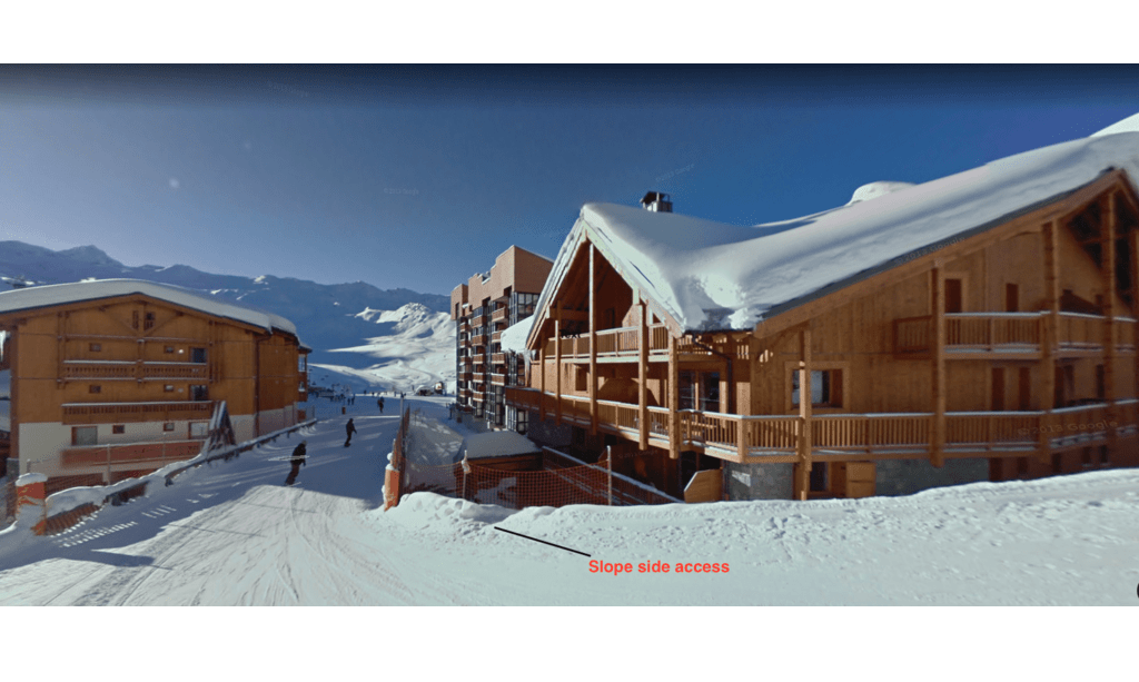 The piste access for Chalet Sabot Penthouse in Val Thorens