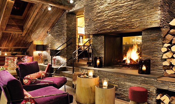 Le Savoy Lounge with Roaring Fire