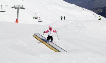 Girl on ski rails