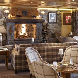 Hotel Le Grand Coeur Bar with Roaring Fire