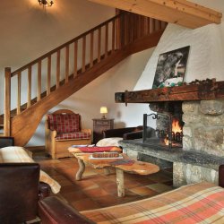 Chalet Elodie Living Room and Staircase