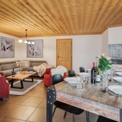 The Dining, Living and Kitchen area in Chalet Petit Sabot Val Thorens