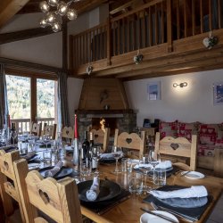 Spacious dining area and living room in Chalet Everest in Meribel