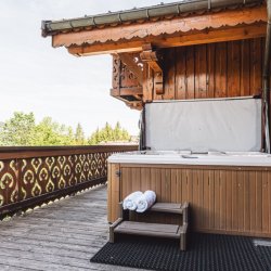 The Hot tub on the balcony at Chalet Virage in Meribel Centre