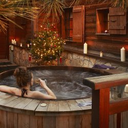 The outdoor Hot Tub at Chalet La Varappe in Meribel