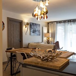 The Kitchen and Dining areas in Apartment La Suite in Meribel