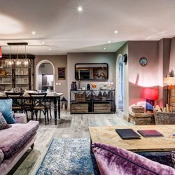 The Living room with Fireplace Chalet Quatre Meules Meribel