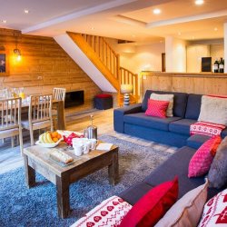 The Comfortable living and dining area in Chalet Snowbel Meribel