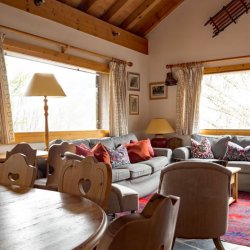 The dining and spacious living area in Chalet Blanche Neige in Meribel Centre