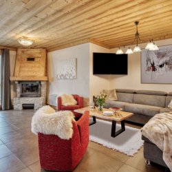 The Living and dining area in Catered Chalet Petit Sabot Val Thorens