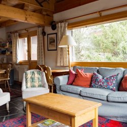 The living area in Chalet Blanche Neige in Meribel Centre